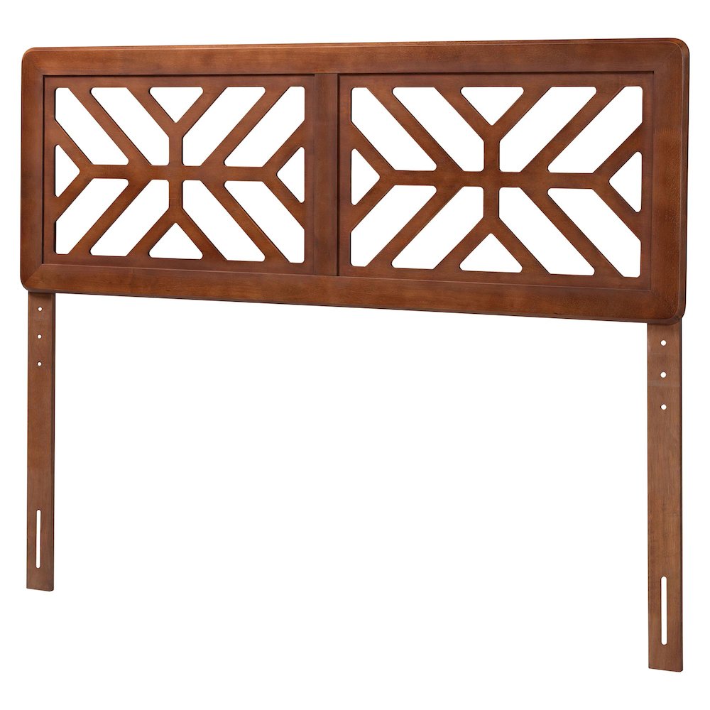 Wood Headboard with Geometric Cutout Design - Modern Decorative Panel, Full