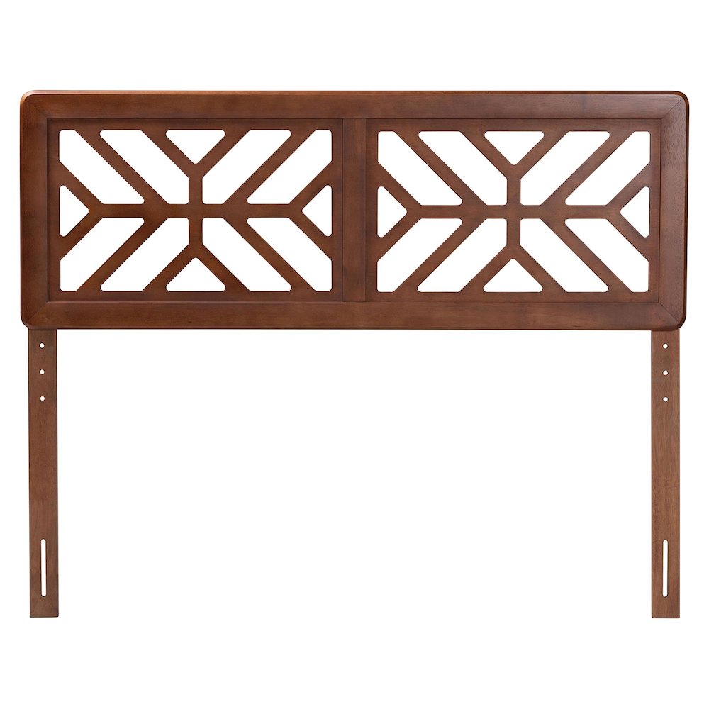 Wood Headboard with Geometric Cutout Design - Modern Decorative Panel, Full