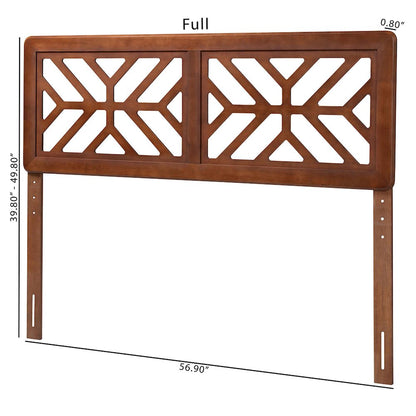 Wood Headboard with Geometric Cutout Design - Modern Decorative Panel, Full