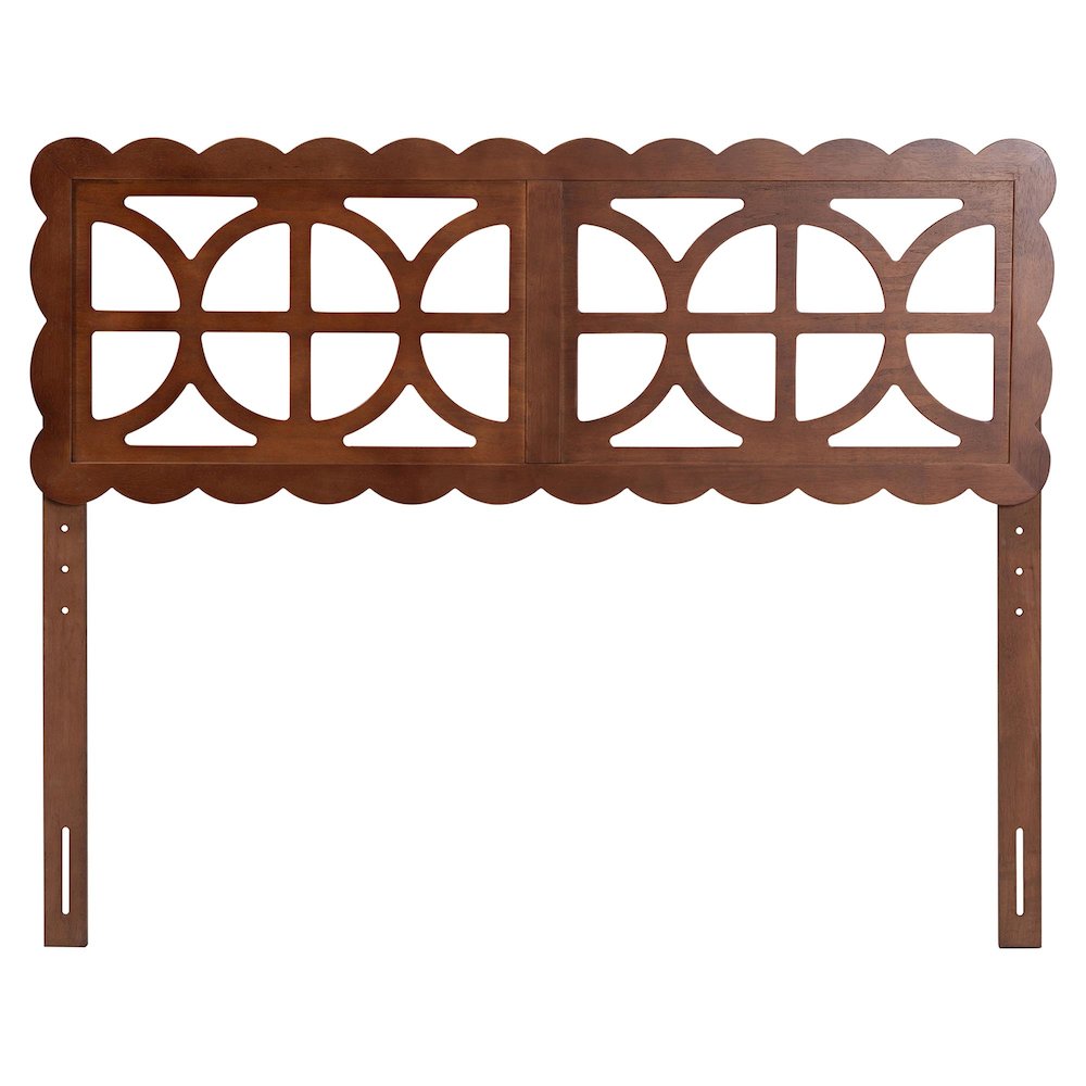 Wood Headboard with Scalloped Frame - Geometric Cutout Decorative Panel, Full