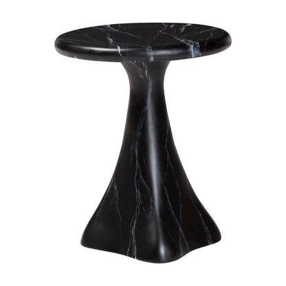 Marbled Resin End Table - Sculptural Side Table, Black