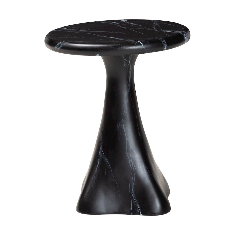 Marbled Resin End Table - Sculptural Side Table, Black