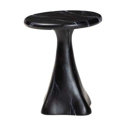 Marbled Resin End Table - Sculptural Side Table, Black
