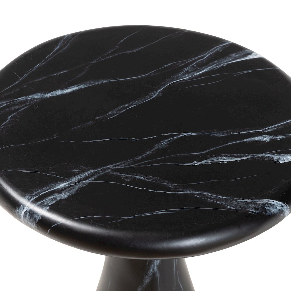 Marbled Resin End Table - Sculptural Side Table, Black