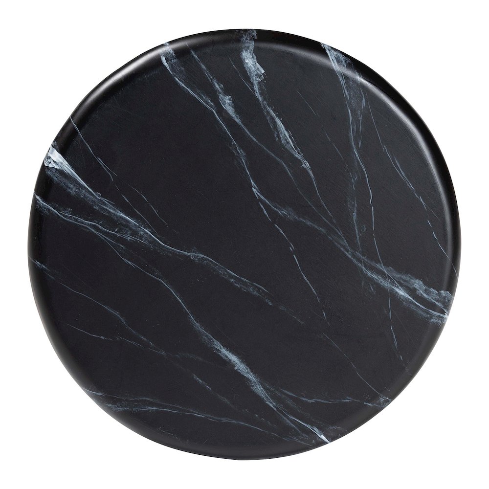 Marbled Resin End Table - Sculptural Side Table, Black