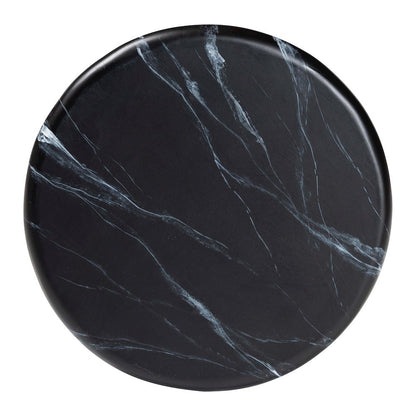 Marbled Resin End Table - Sculptural Side Table, Black