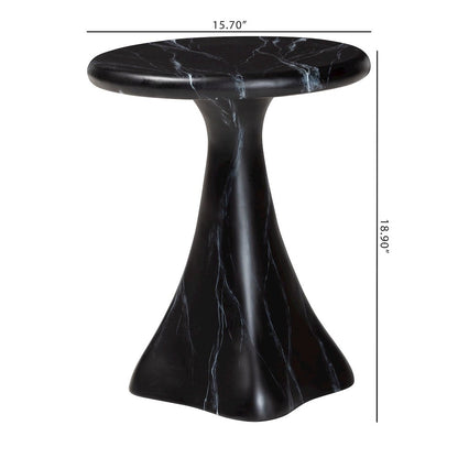 Marbled Resin End Table - Sculptural Side Table, Black