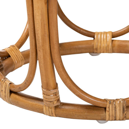 Jayana Natural Rattan Round End Table - Handwoven Wicker Accent Table