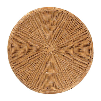 Jayana Natural Rattan Round End Table - Handwoven Wicker Accent Table