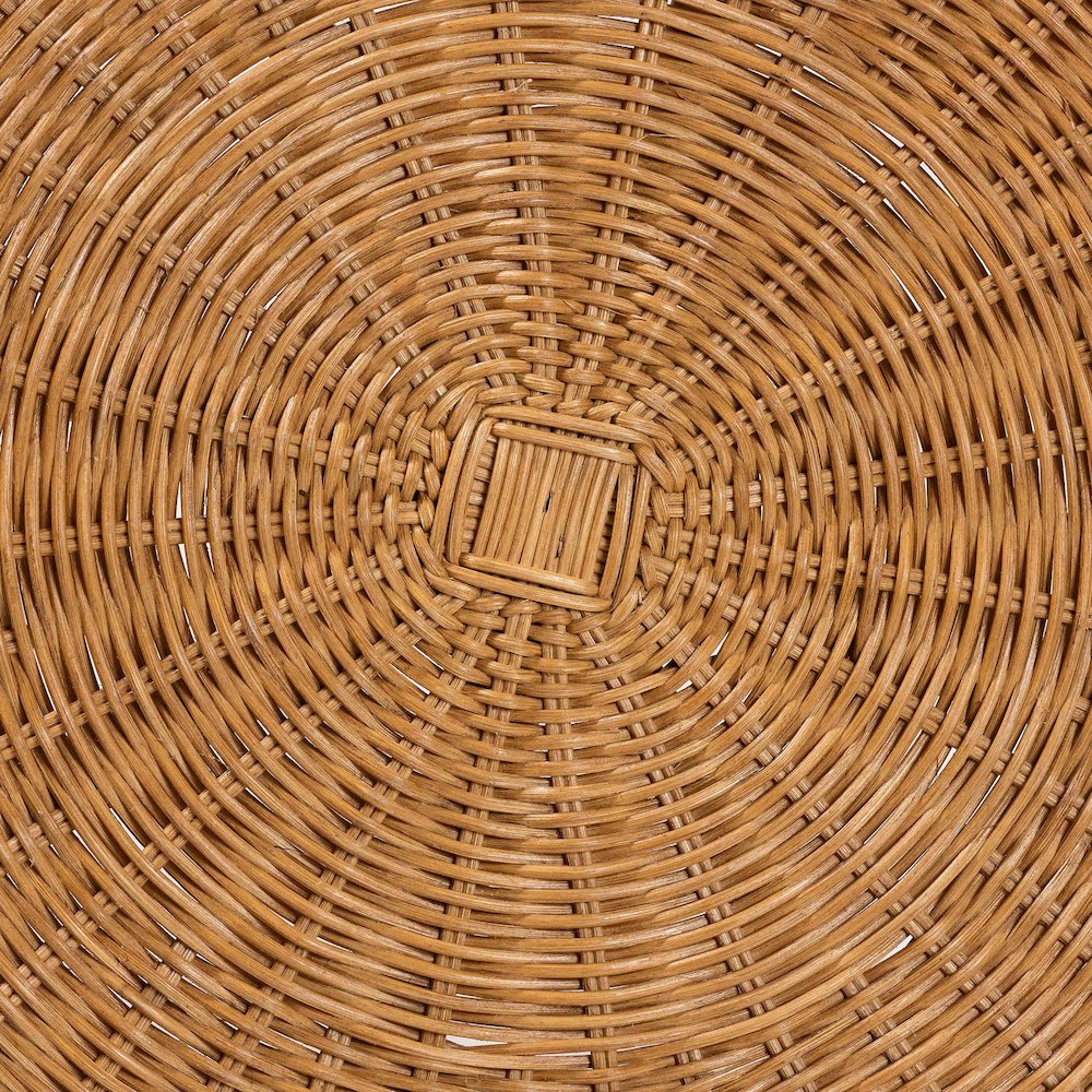 Jayana Natural Rattan Round End Table - Handwoven Wicker Accent Table