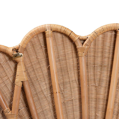 Natural Rattan Scalloped Headboard with Sunburst Weave