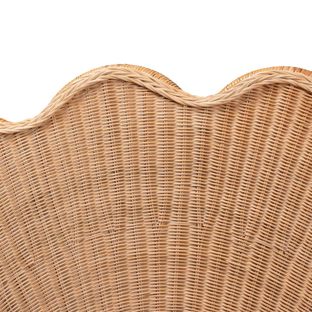 Natural Rattan Scalloped Headboard with Sunburst Weave