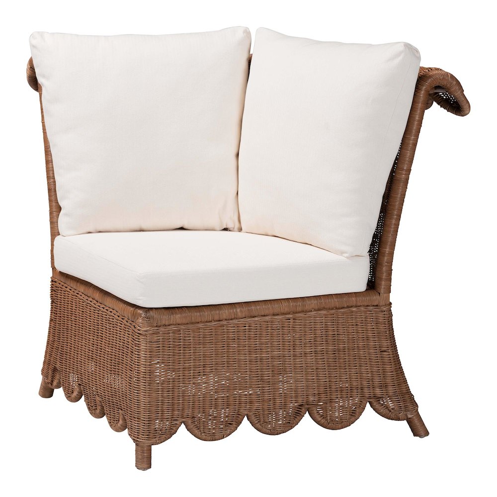Natural Rattan 3-Piece Sectional Set - Handwoven Wicker Corner Lounge Seating