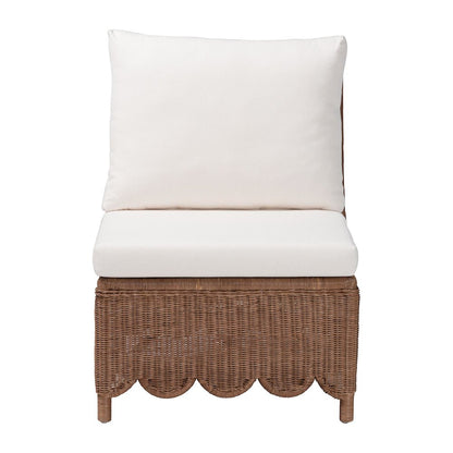 Natural Rattan Accent Chair - Handwoven Wicker Lounge Chair