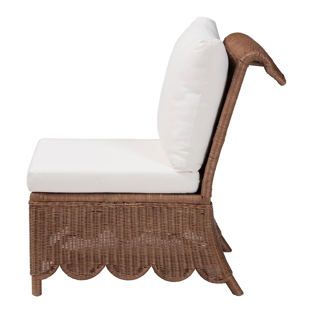 Natural Rattan Accent Chair - Handwoven Wicker Lounge Chair