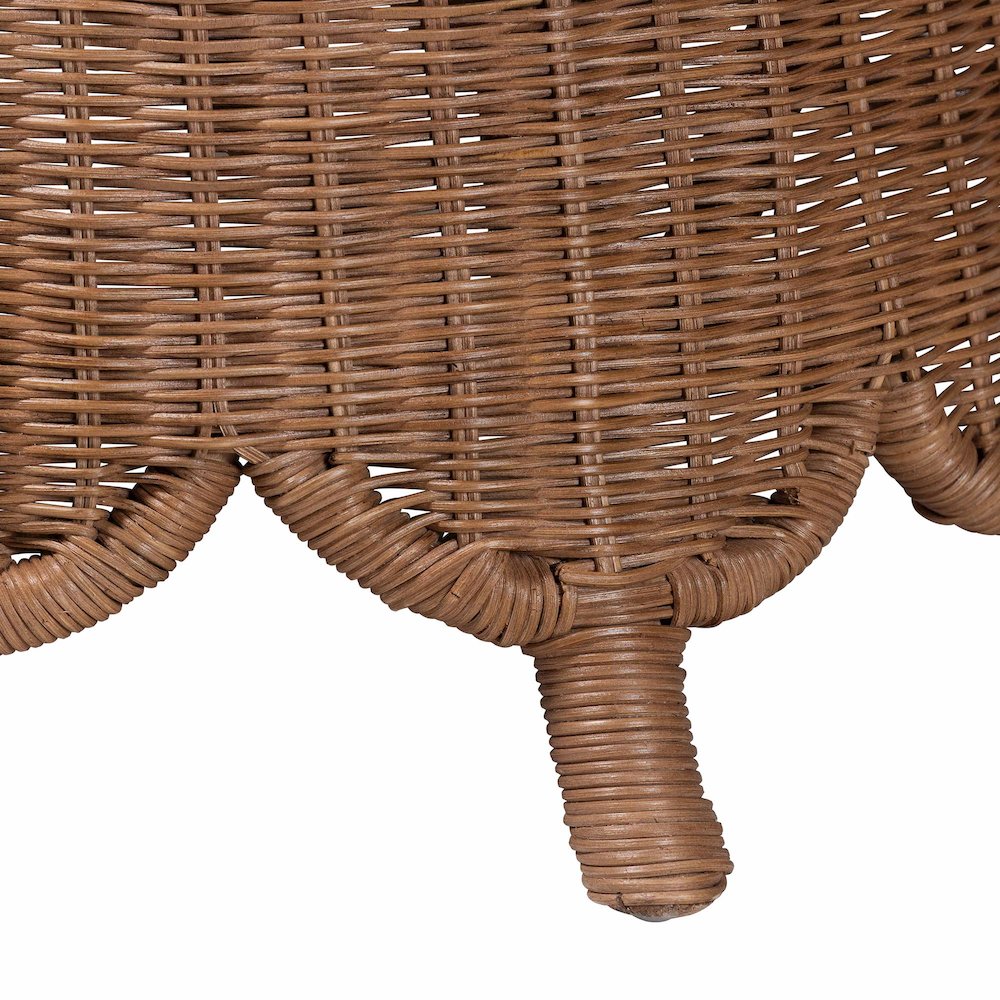 Natural Rattan Footstool with Cushion - Handwoven Wicker Ottoman