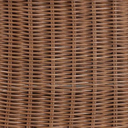 Natural Rattan Footstool with Cushion - Handwoven Wicker Ottoman