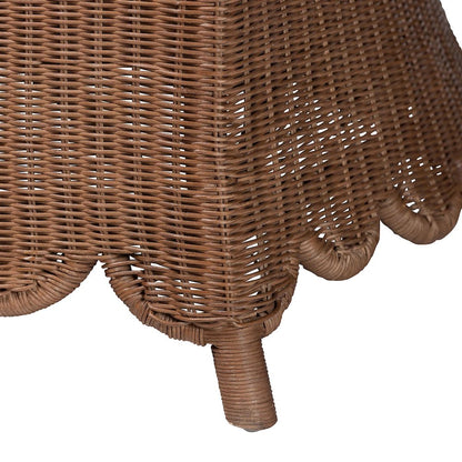 Natural Rattan Sofa with Cushion - Handwoven Wicker Settee with Rolled Arms