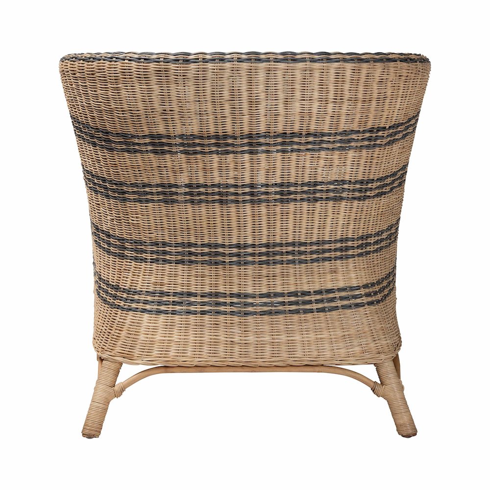 Accent Chair - Wicker Barrel-Back Chair with Two-Tone Woven Stripes