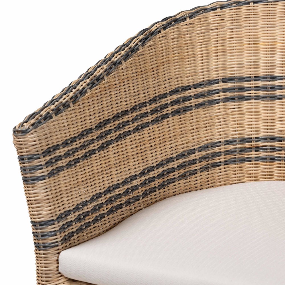 Accent Chair - Wicker Barrel-Back Chair with Two-Tone Woven Stripes