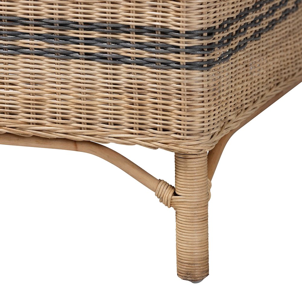 Accent Chair - Wicker Barrel-Back Chair with Two-Tone Woven Stripes
