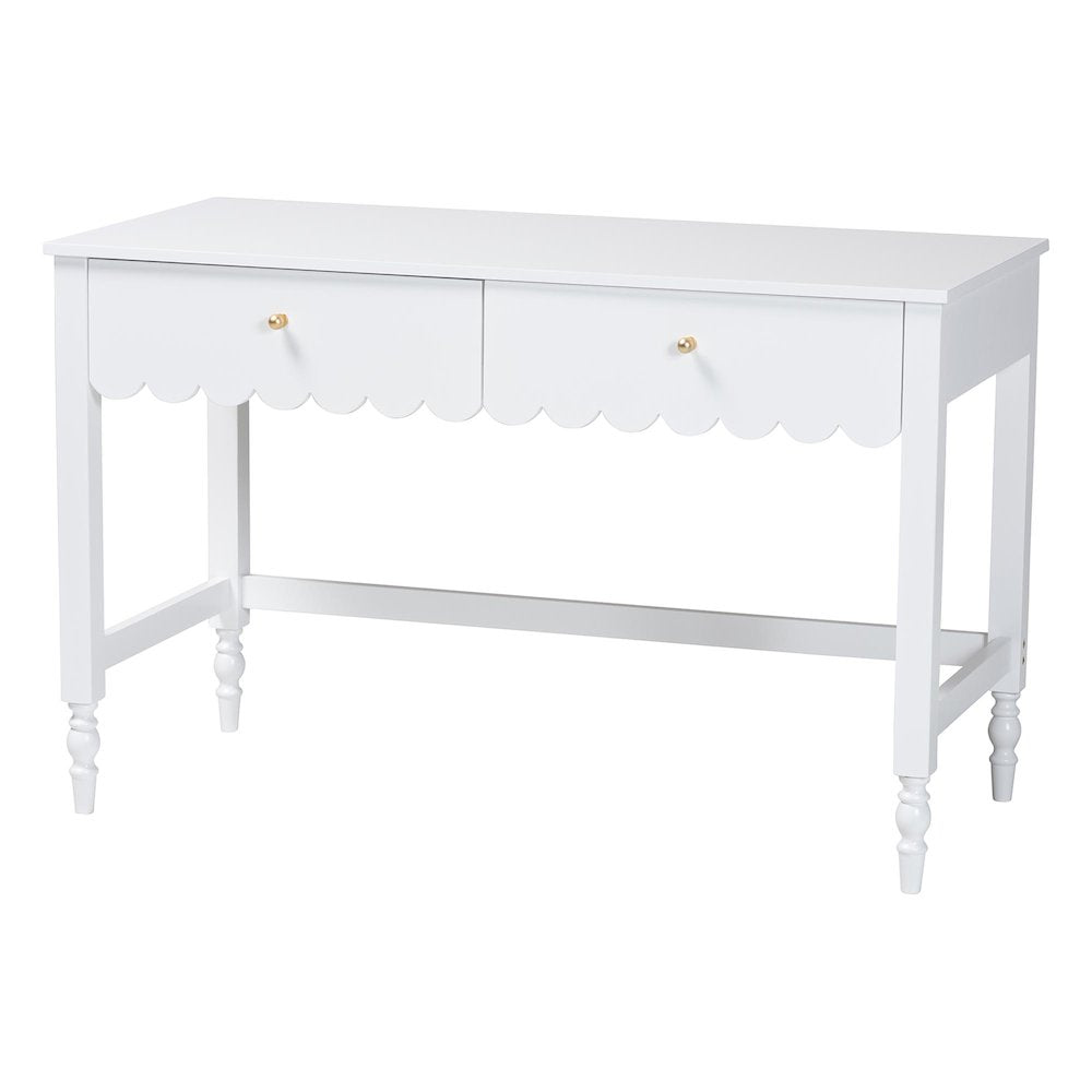 Writing Desk with Drawers - Modern Cottage Style Desk, White