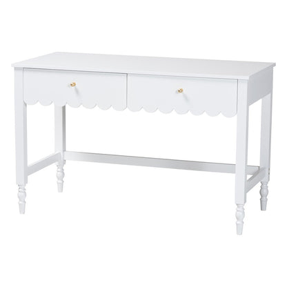 Writing Desk with Drawers - Modern Cottage Style Desk, White