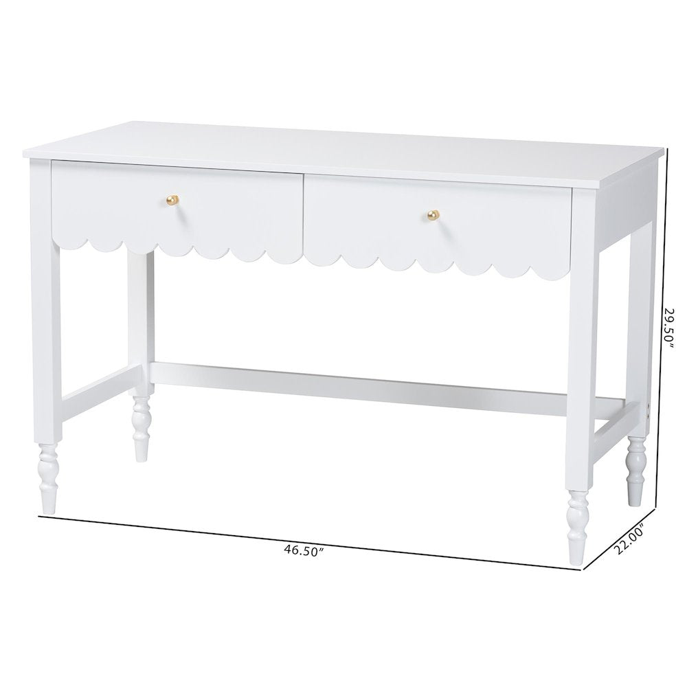 Writing Desk with Drawers - Modern Cottage Style Desk, White