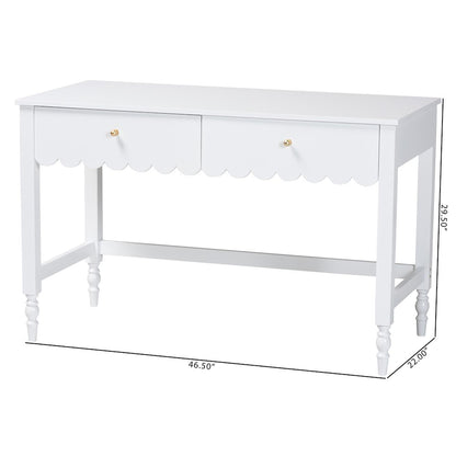 Writing Desk with Drawers - Modern Cottage Style Desk, White
