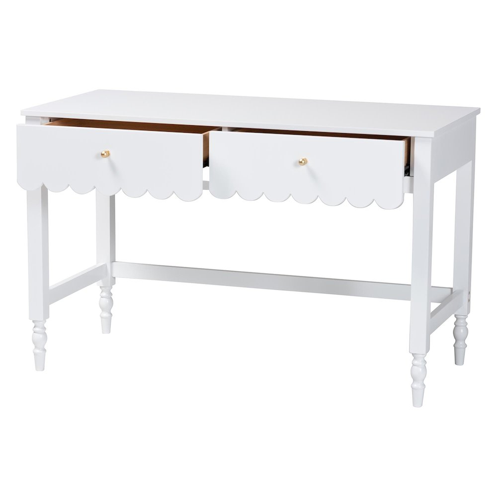 Writing Desk with Drawers - Modern Cottage Style Desk, White