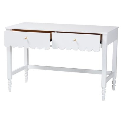 Writing Desk with Drawers - Modern Cottage Style Desk, White