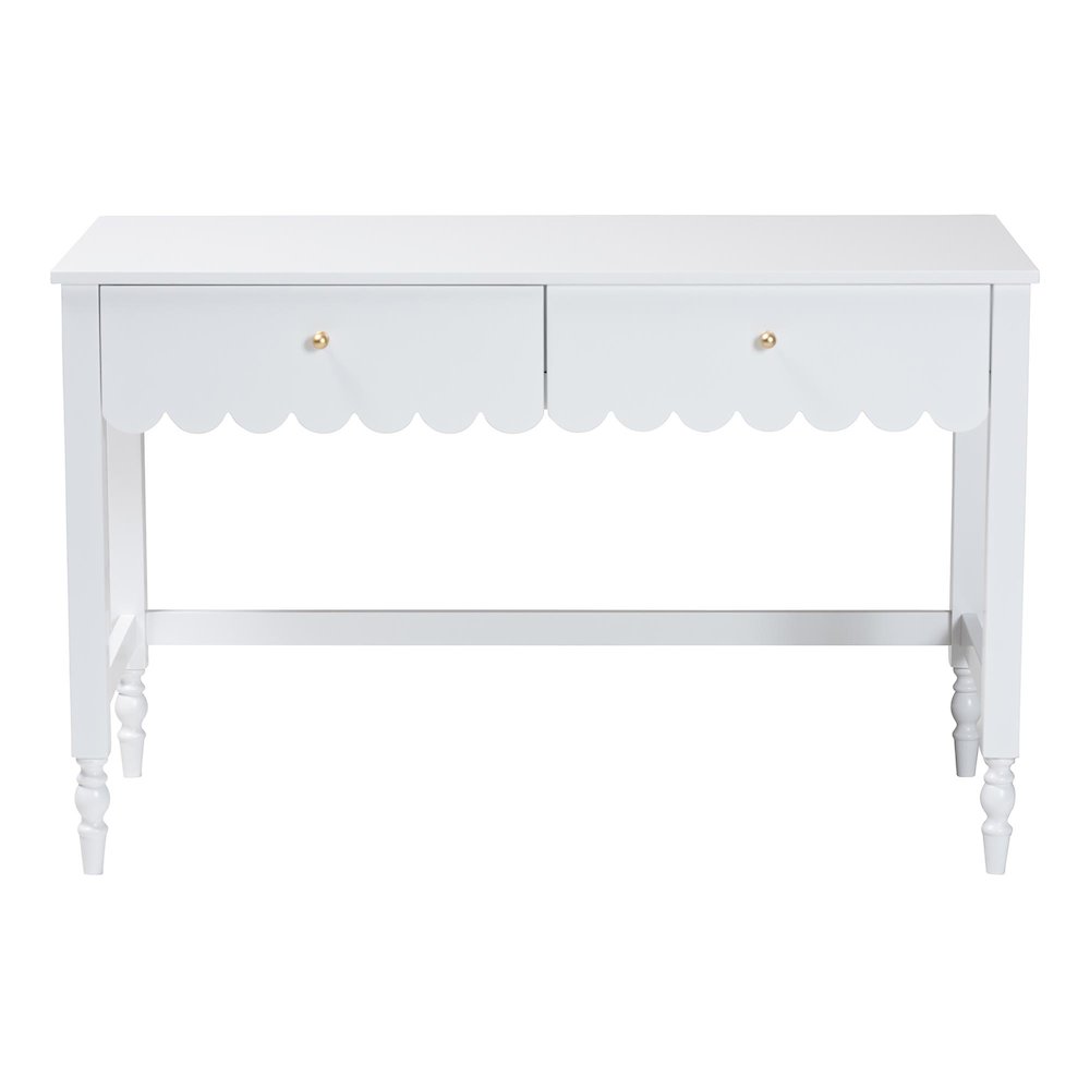 Writing Desk with Drawers - Modern Cottage Style Desk, White