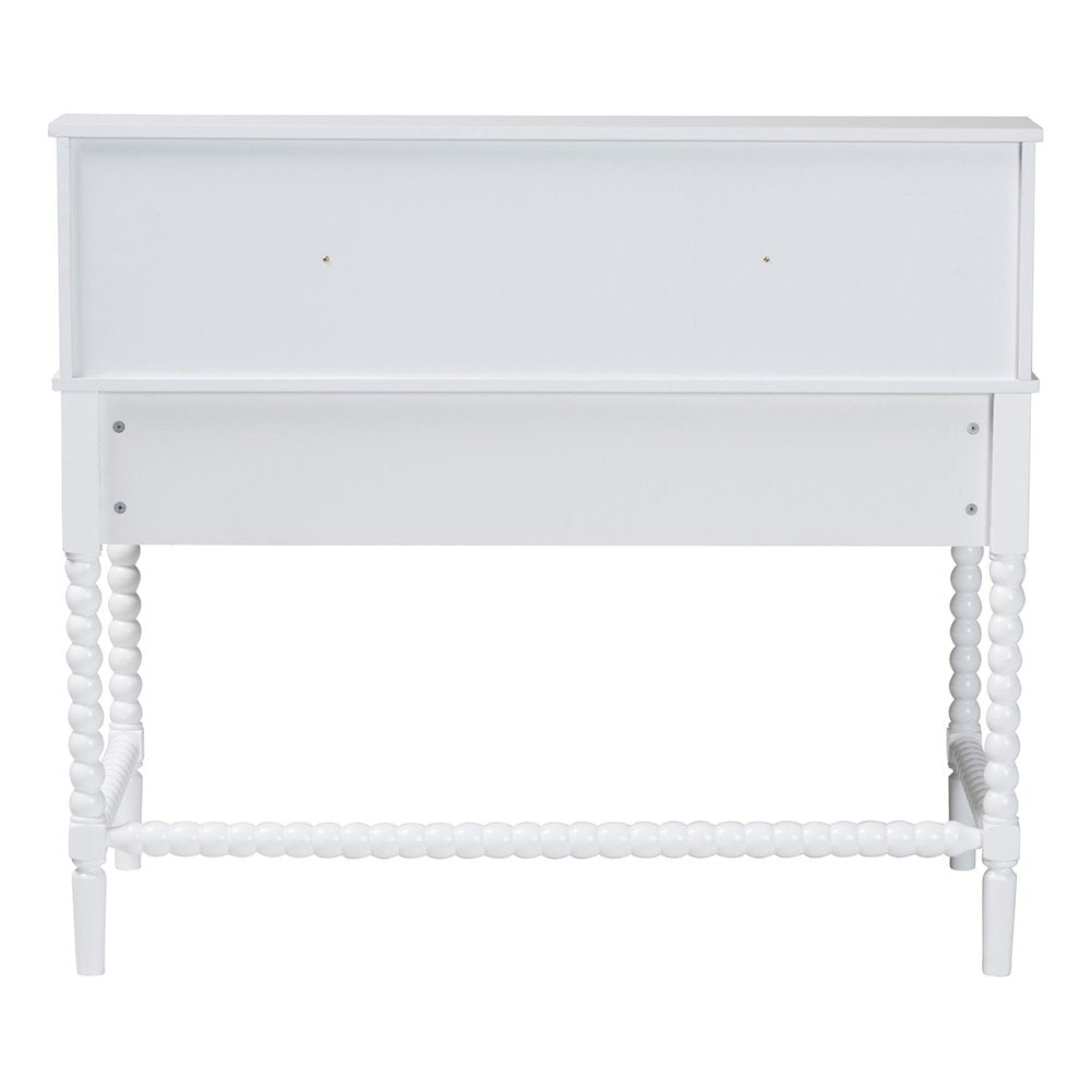 Writing Desk with Hutch - 3-Drawer Wood Desk with Bobbin Design, White