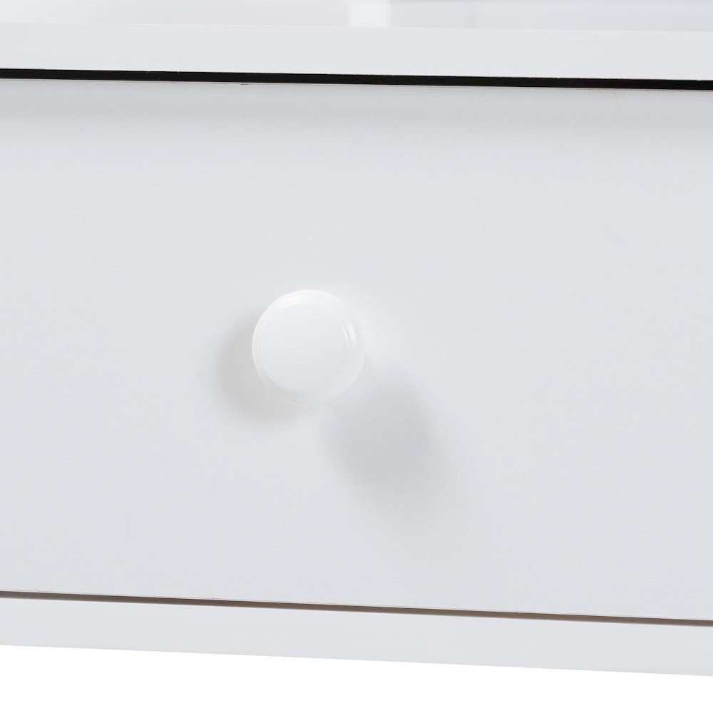 Writing Desk with Hutch - 3-Drawer Wood Desk with Bobbin Design, White