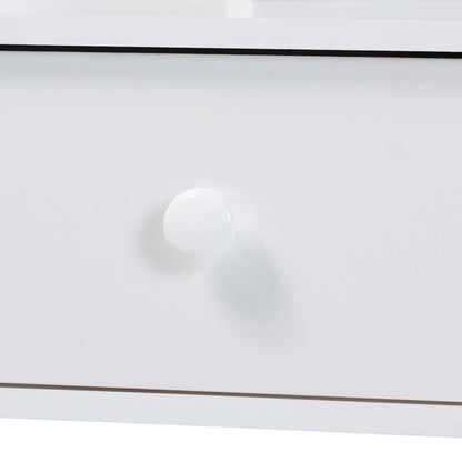 Writing Desk with Hutch - 3-Drawer Wood Desk with Bobbin Design, White