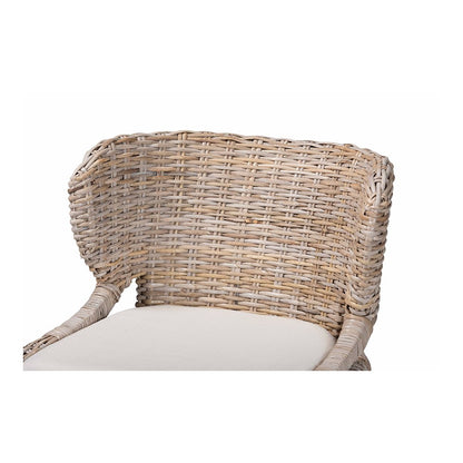 Niesha Kubu Rattan Counter Stool with Flared Arms and Cushion, Grey