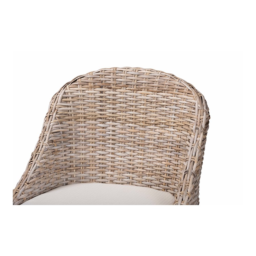 Lara Kubu Rattan Counter Stool with Wingback Design and Cushion, Grey
