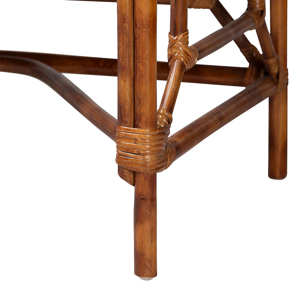 2-Drawer Writing Desk with Open Geometric Frame and Woven Detailing
