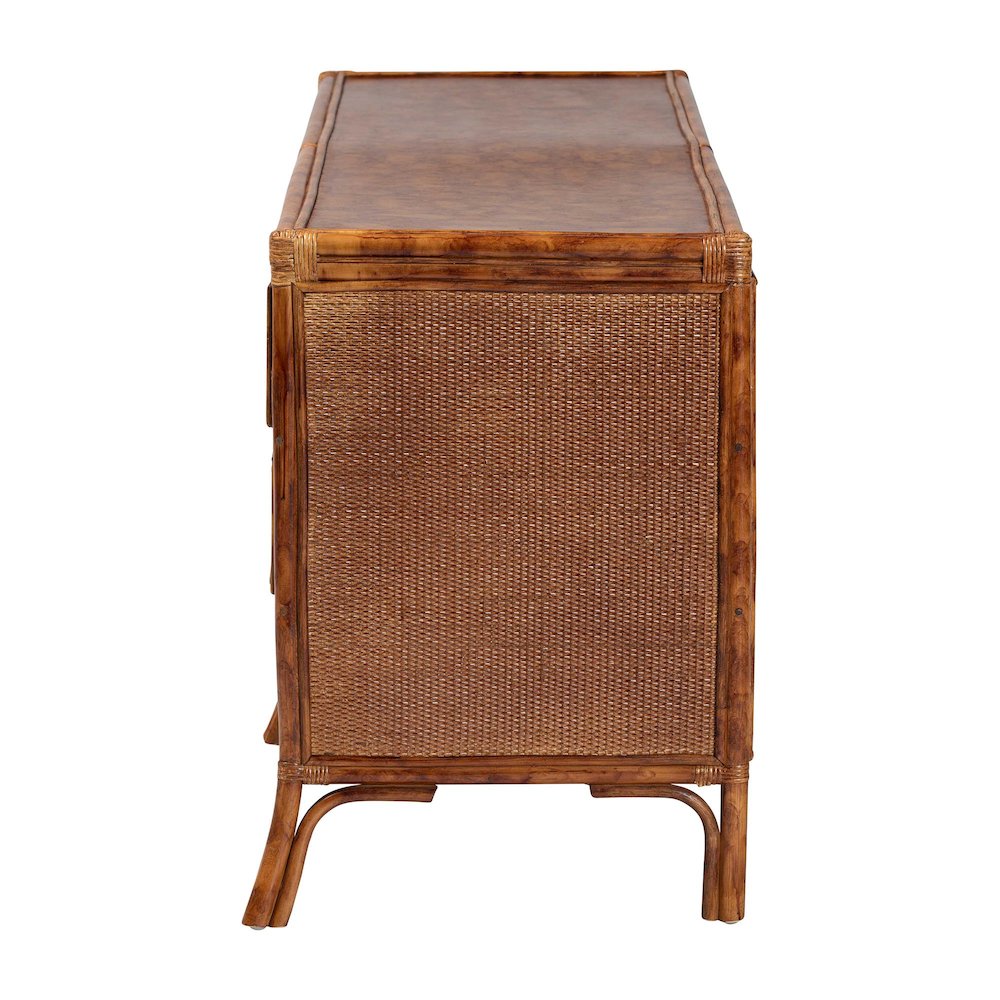 6-Drawer Horizontal Storage Cabinet with Geometric Overlay for Bedroom