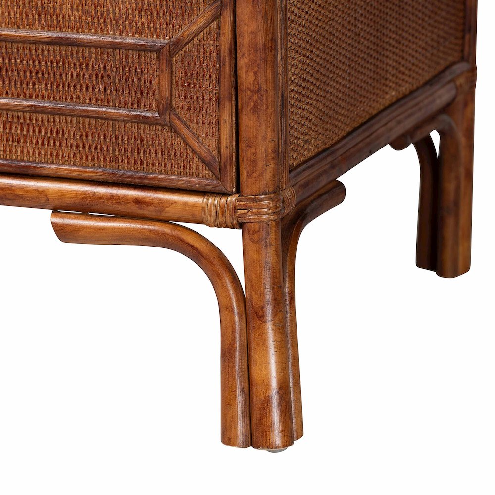 6-Drawer Horizontal Storage Cabinet with Geometric Overlay for Bedroom