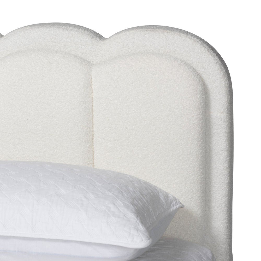 Caradonna Cream Bed with Storage Drawers - Fully Upholstered Platform Bed, Queen