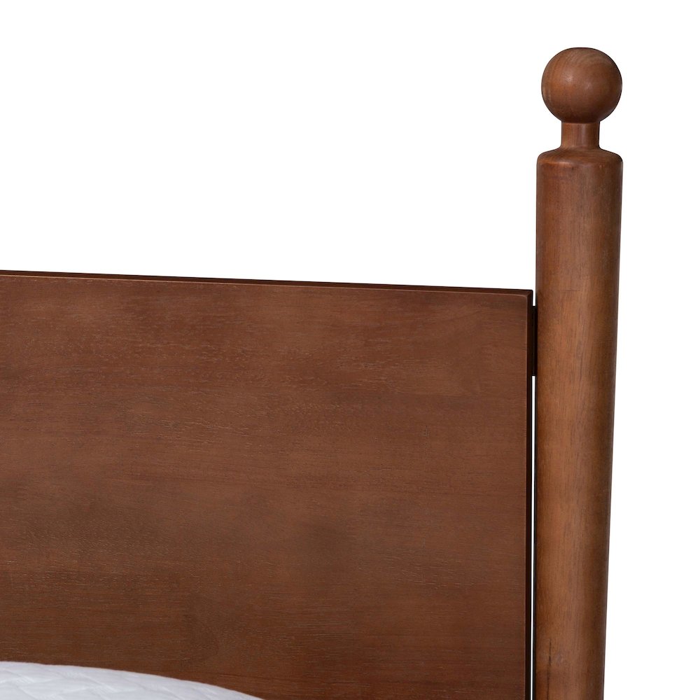 Wood Platform Bed - Traditional Poster Bed Frame with Panel Headboard, Queen