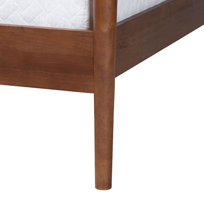 Wood Platform Bed - Traditional Poster Bed Frame with Panel Headboard, Queen