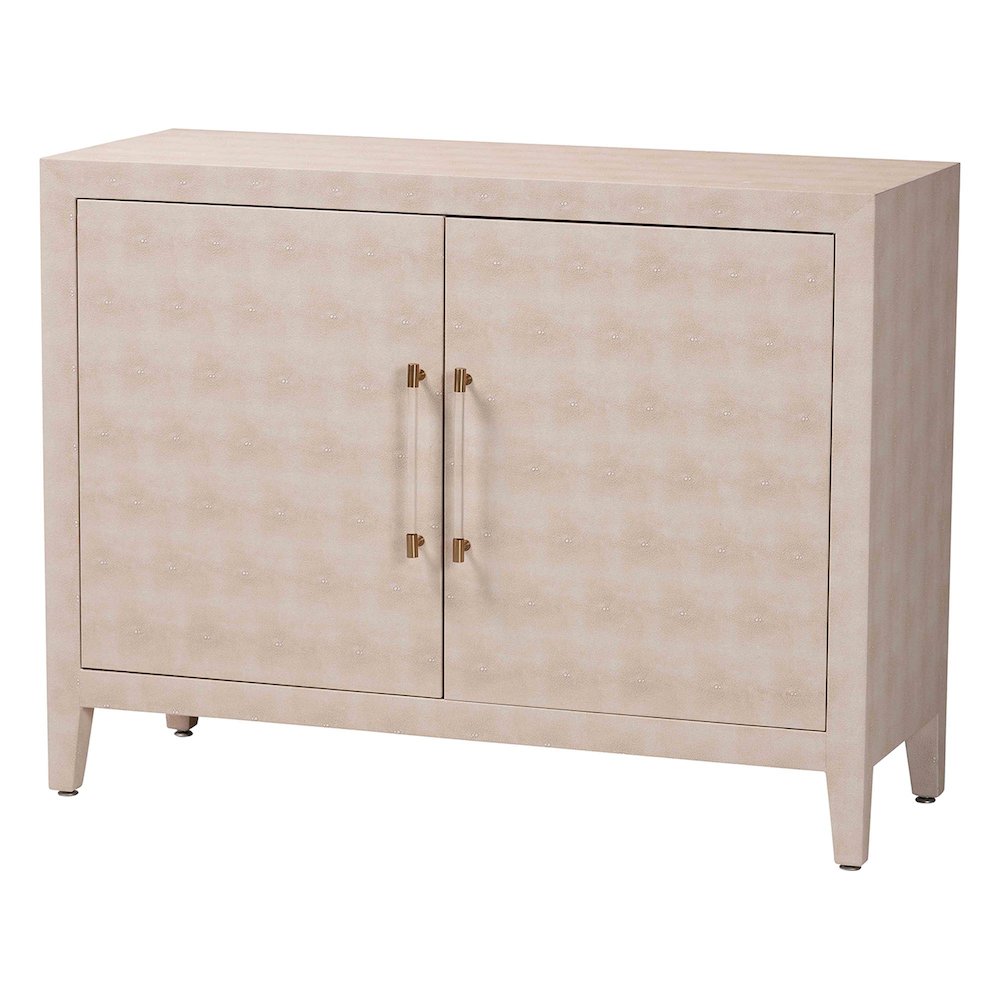 Faux Shagreen Storage Cabinet - Contemporary 2-Door Accent Sideboard