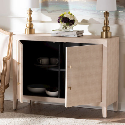 Faux Shagreen Storage Cabinet - Contemporary 2-Door Accent Sideboard