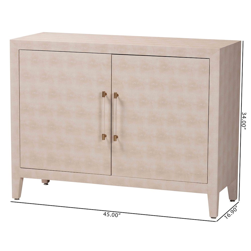 Faux Shagreen Storage Cabinet - Contemporary 2-Door Accent Sideboard