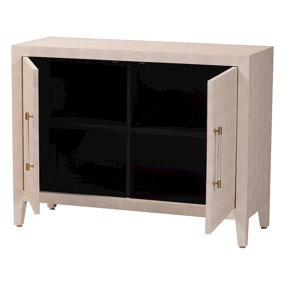 Faux Shagreen Storage Cabinet - Contemporary 2-Door Accent Sideboard