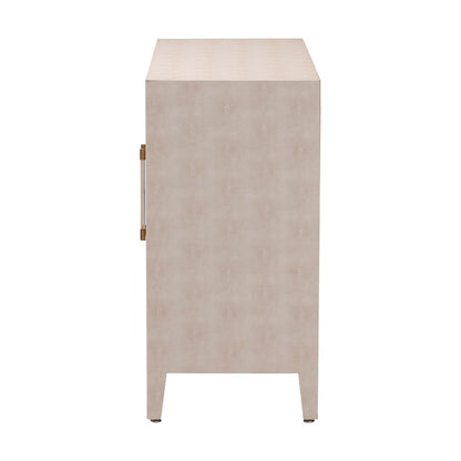 Faux Shagreen Storage Cabinet - Contemporary 2-Door Accent Sideboard