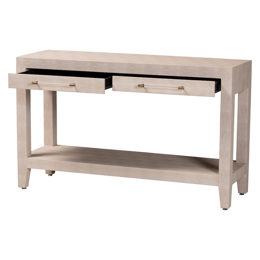 Faux Shagreen Console Table - Contemporary Accent Display Piece