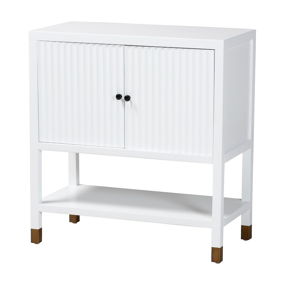 Aiden Fluted 2-Door Accent Storage Cabinet with Open Shelf and Raised Legs